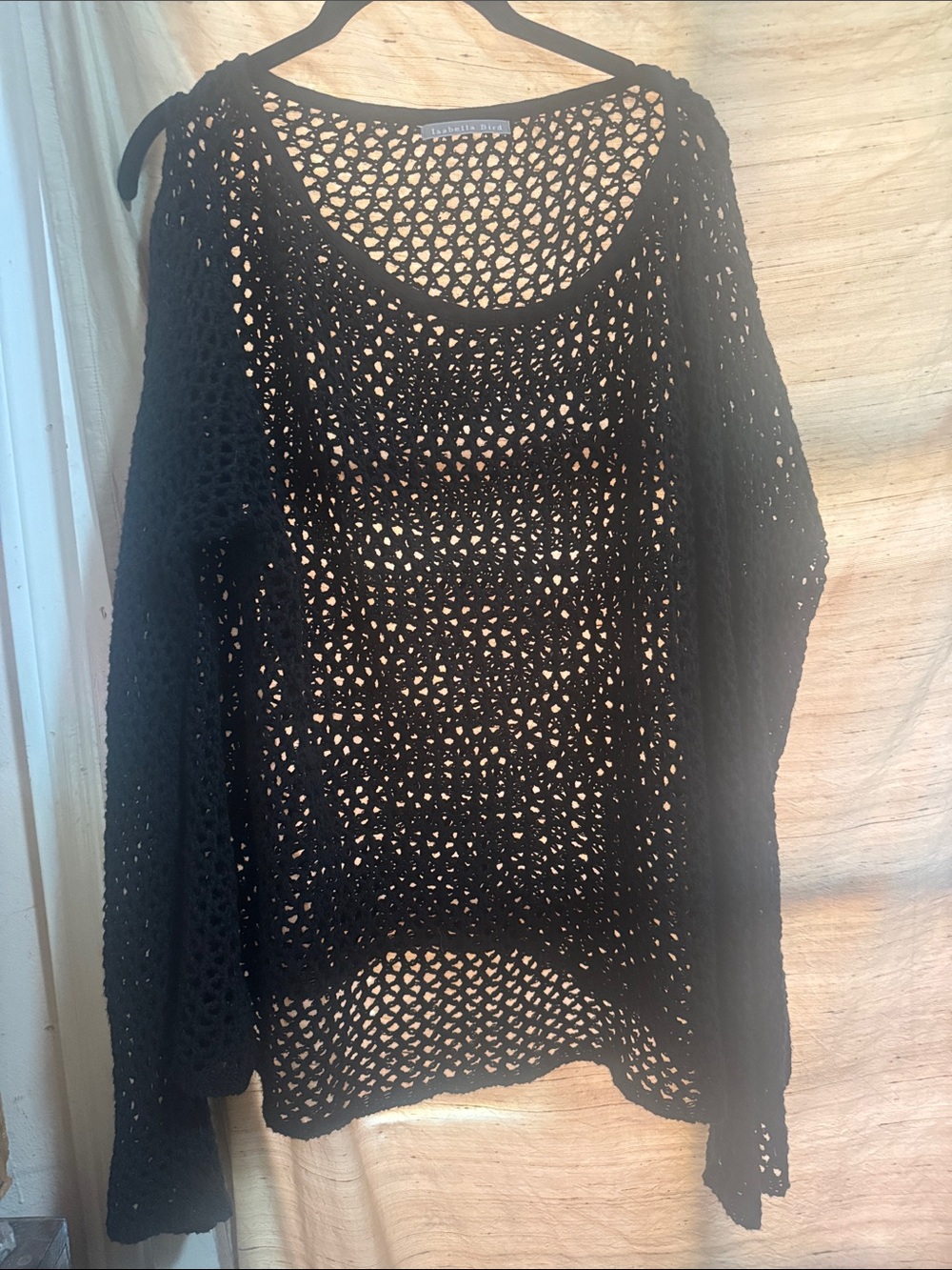 Black Open-Weave Scoop Neck Sweater by Lapis